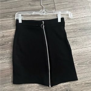 Black Mini Skirt - Ring Zipper